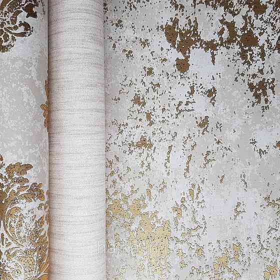 Шпалери флізелінові еко Galerie Metallic FX 0,53Х10 англійські під штукатурку структурні золотом на бежевому Київ