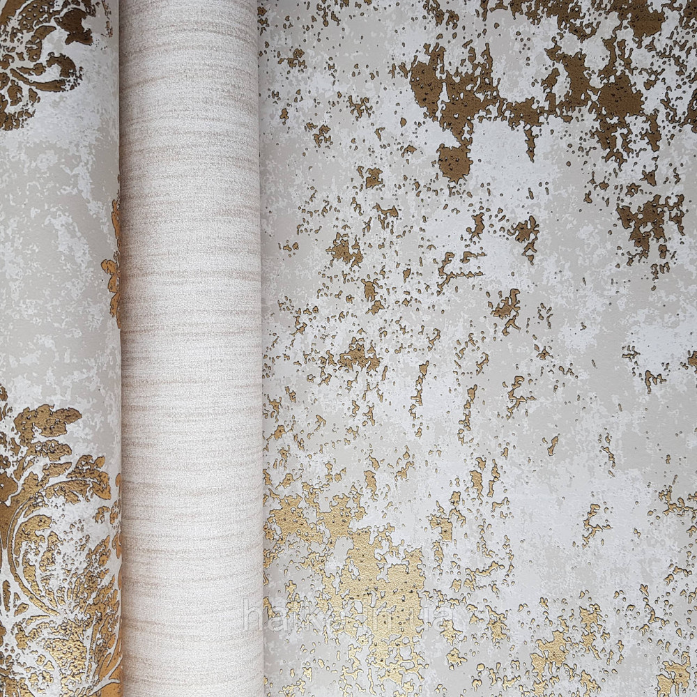Шпалери флізелінові еко Galerie Metallic FX 0,53Х10 англійські під штукатурку структурні золотом на бежевому Київ - фото 2