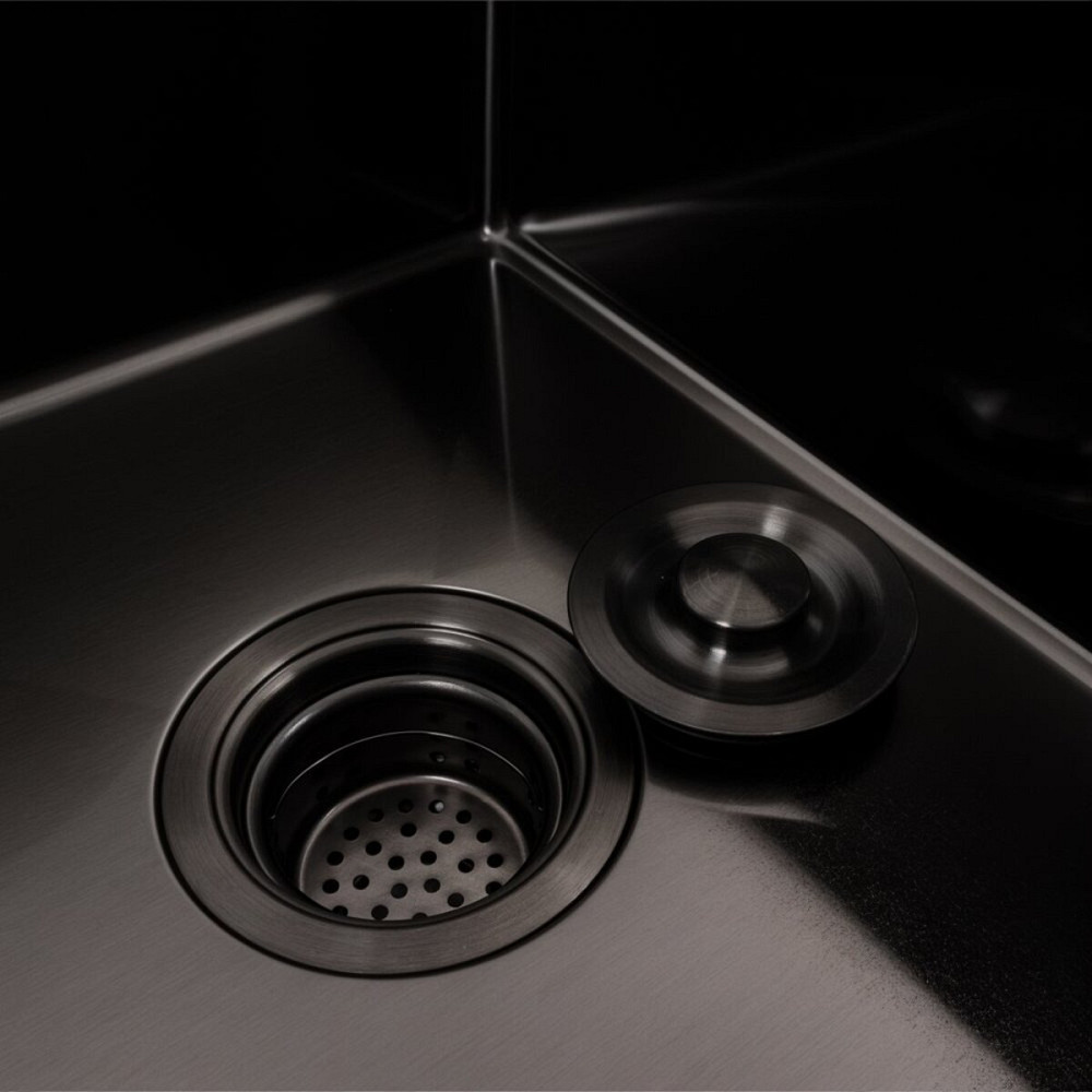 VALESO Кухонна мийка CM 58*48 L чорна PVD VALESO Handmade (круглий сифон 3,0/0,8) Київ - фото 6