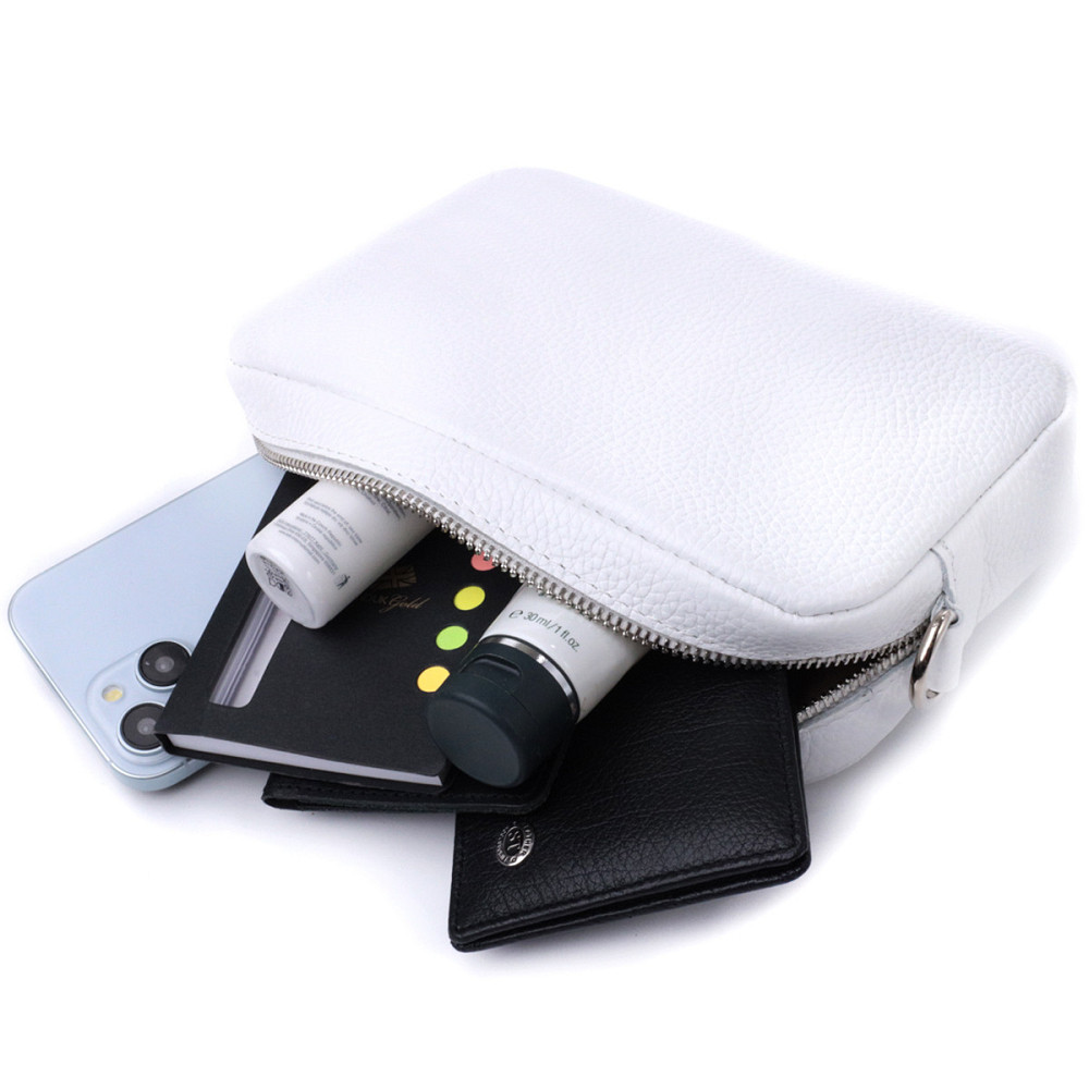 Универсальная классическая сумка кросс-боди из натуральной кожи Shvigel 22840 Белая Киев - изображение 8