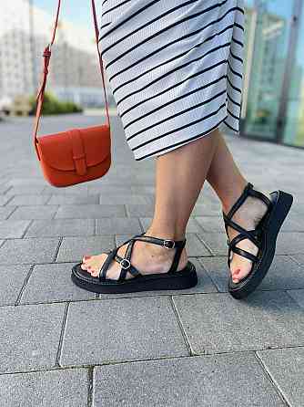 No brend Босоніжки жіночі A-1 чорні (літо, шкіра натуральна) (5117) Коломия