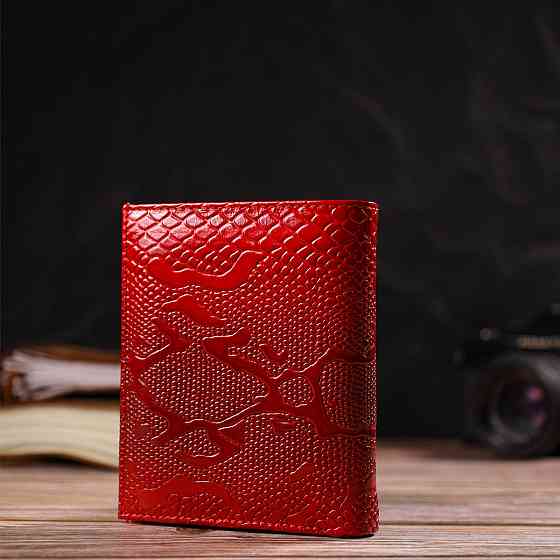 Лакований гаманець для жінок середнього розміру з натуральної шкіри з тисненням під рептилію CANPELLINI 21816 Червоний Київ