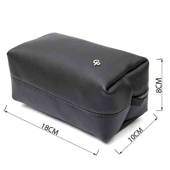 Матовий чоловічий шкіряний несесер GRANDE PELLE 11509 Чорний Київ