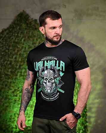 Тактична потовідвідна футболка Valhalla black ПП7703 Одеса