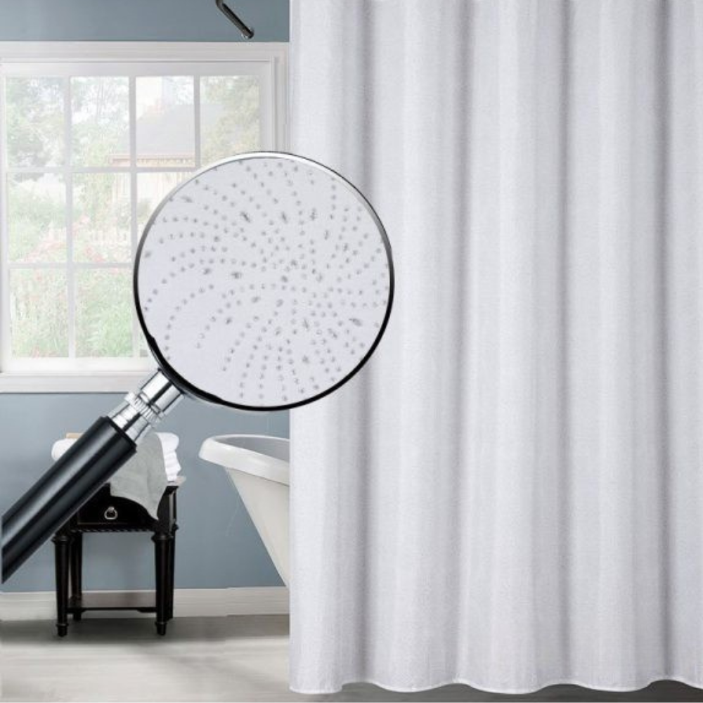 Шторка для ванной и душа 180x180 см, водоотталкивающаяс крючками штора для ванной,белая с серебристым узором Каменец-Подольский - изображение 1