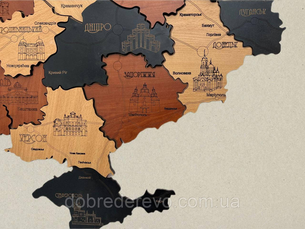 Дерев'яна карта України "Бандерывська" 150х100 Вижниця - фото 4