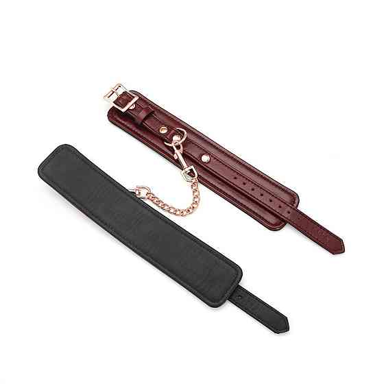 Шкіряні поножі Liebe Seele Wine Red Ankle Cuffs, знімний ланцюжок-кріплення Sex Aura Київ
