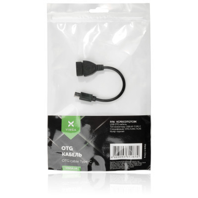 Дата кабель OTG USB 2.0 AF to Type-C Vinga (VCPDCOTGTCBK) Винница - изображение 4
