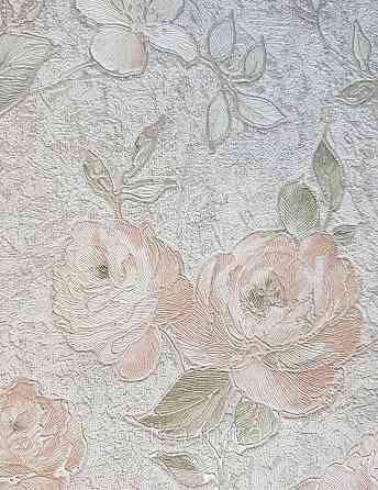 Шовілові на флізеліні Grandeco Anastasia метрові квіти троянди структурні червоні кремові на бежевому Київ