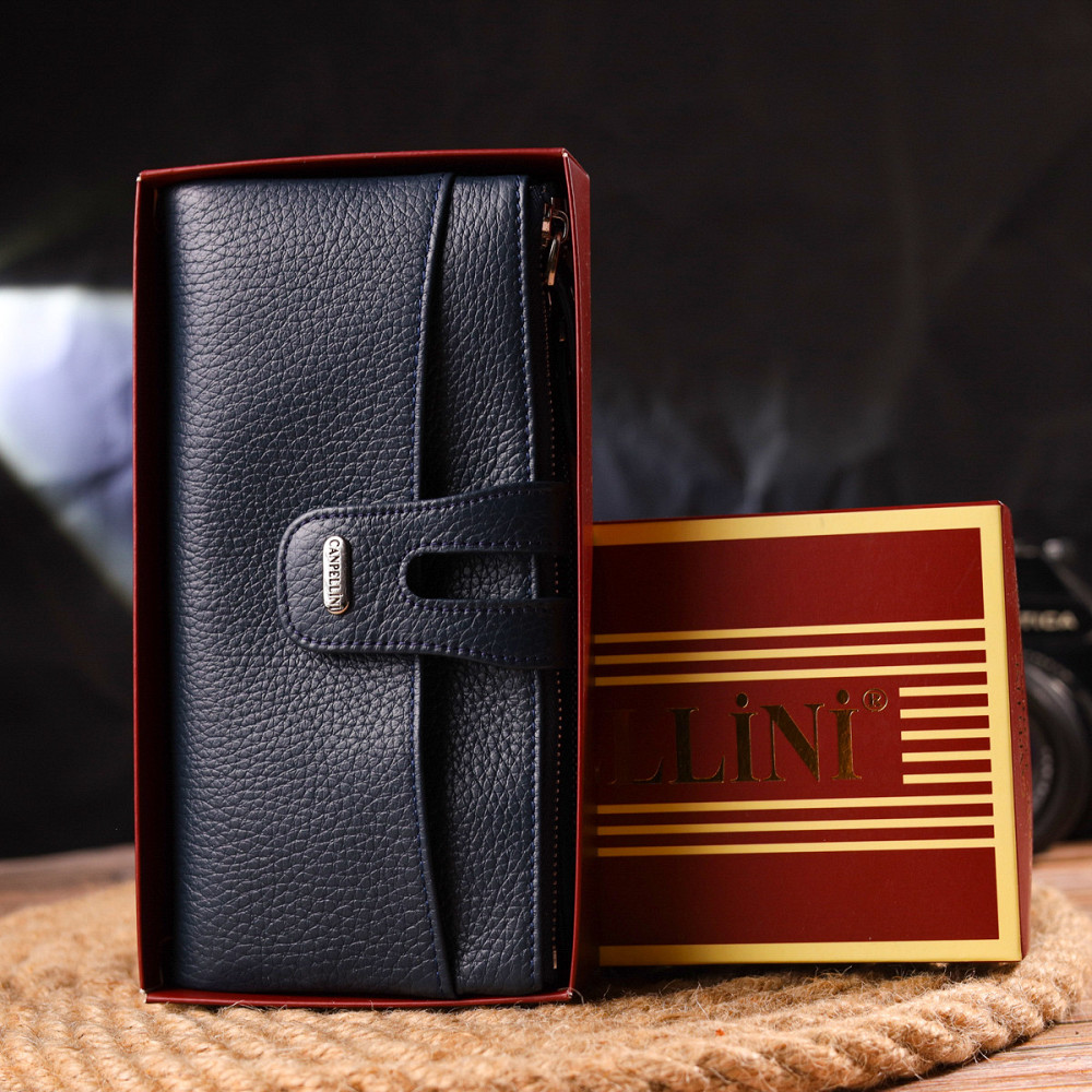 Зручний гаманець із натуральної зернистої шкіри CANPELLINI 21635 Синій Київ - фото 10