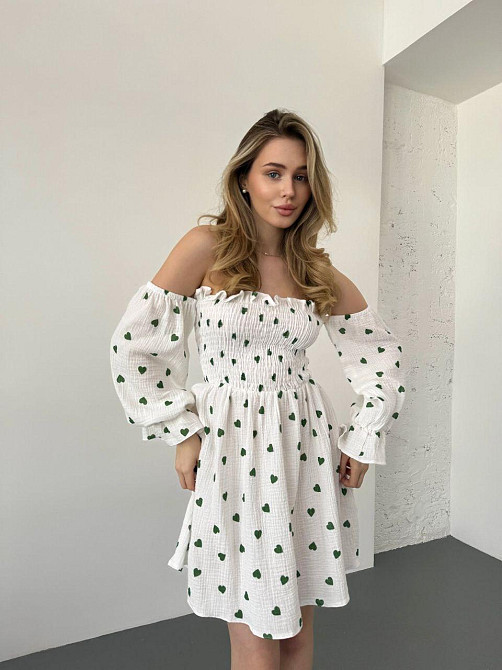 Жіноча романтична сукня із сердечками муслін Зелений, 42/44 Одеса - фото 5