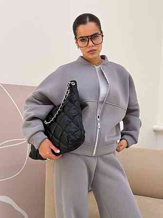 Жіночий теплий костюм-двійка з широкими штанами Сірий 48/52 Харків