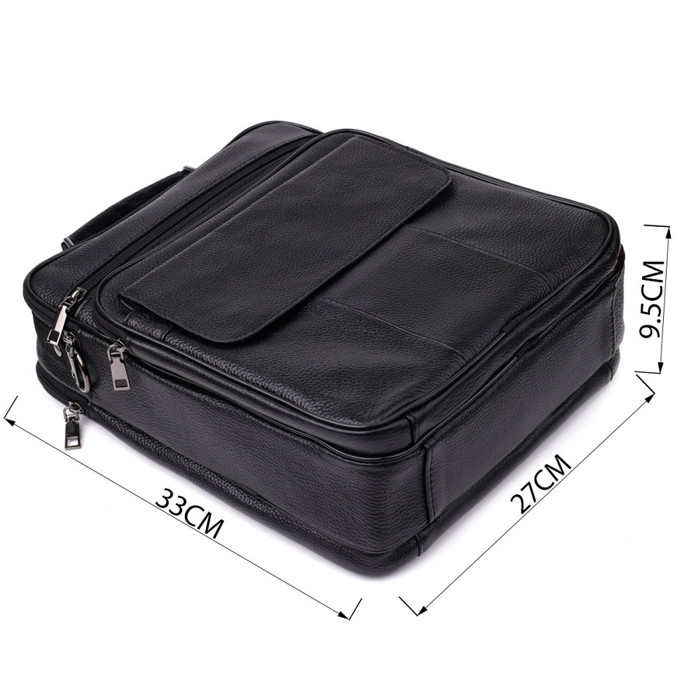 Містка чоловіча сумка з ручкою для перенесення в руці з натуральної шкіри Vintage 23023 Чорний Київ - фото 3