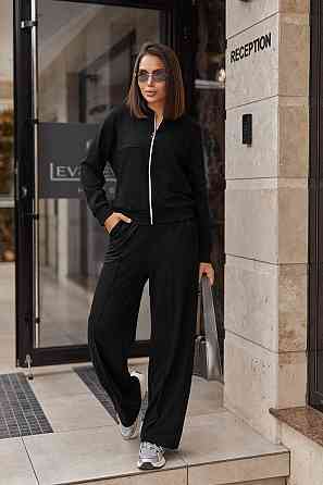 Жіночий трикотажний костюм зі штанами палаццо "Alicante"  | Норма і батал Чорний, 46-48 Київ