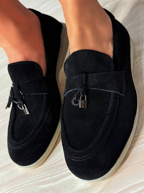 Туфли женские Hengji 336-1 замшевые лоферы с фурнитурой черные, 40, 25,5 см Киев - изображение 15