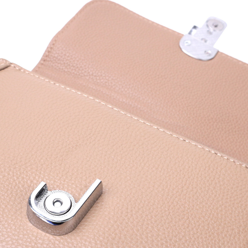 Женская полукруглая сумка с интересным магнитом-защелкой из натуральной кожи Vintage 22440 Бежевая Киев - изображение 6