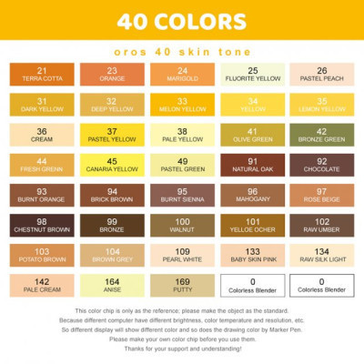 Художественный маркер Arrtx Спиртовые Oros ASM-03YL 40 цветов, желтые оттенки (LC302499) Винница - изображение 8