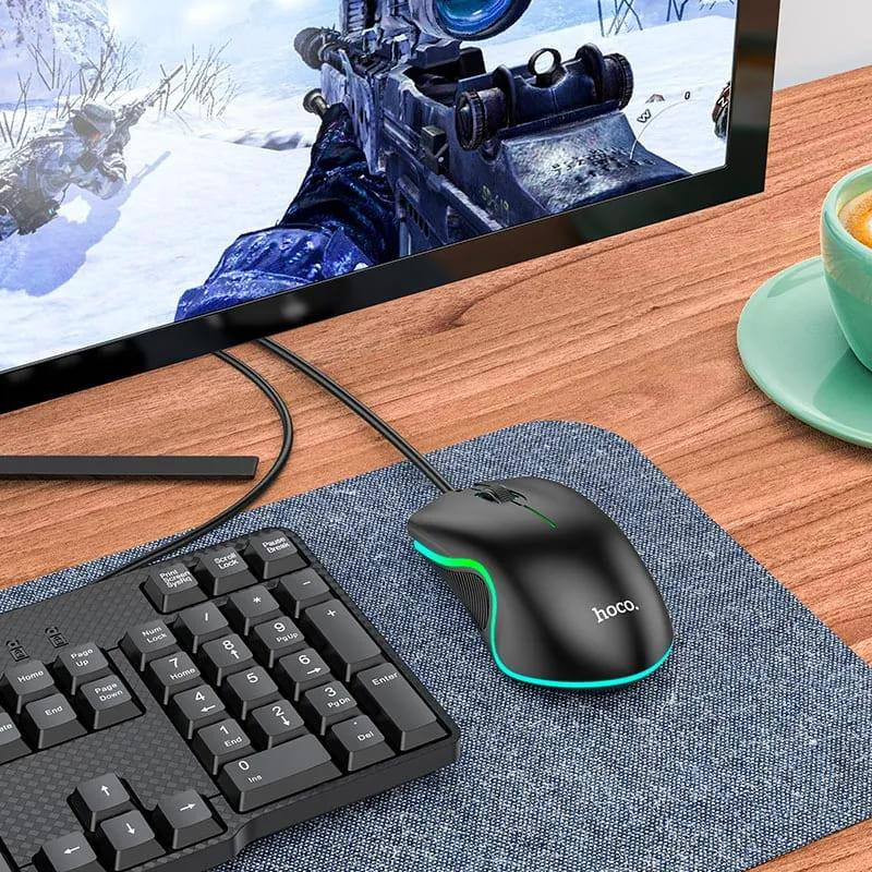 Миша HOCO GM19 Enjoy gaming luminous wired mouse Black Одеса - фото 9