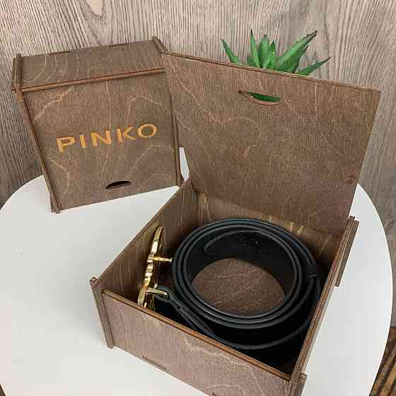 Жіночий шкіряний поясний ремінь у стилі Pinko з золотистими пташками ( 22538 ) Харьков