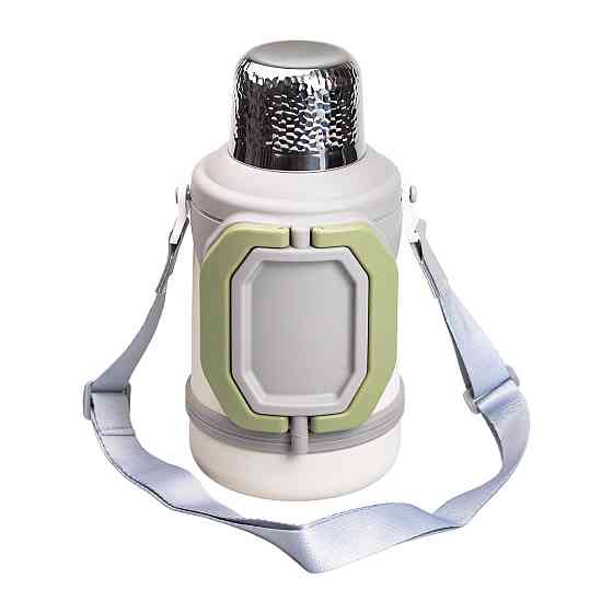 Термос Vacuum Cup 1.5 літра з ремінцем і складною ручкою білий HP-14-21W Коломия