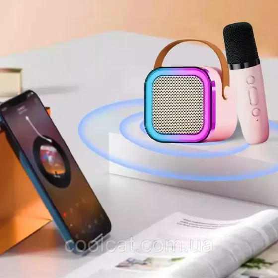 Караоке з 2 мікрофонами К12 + Подарунок Навушники з вушками VZV-23M / Портативна колонка RGB Київ