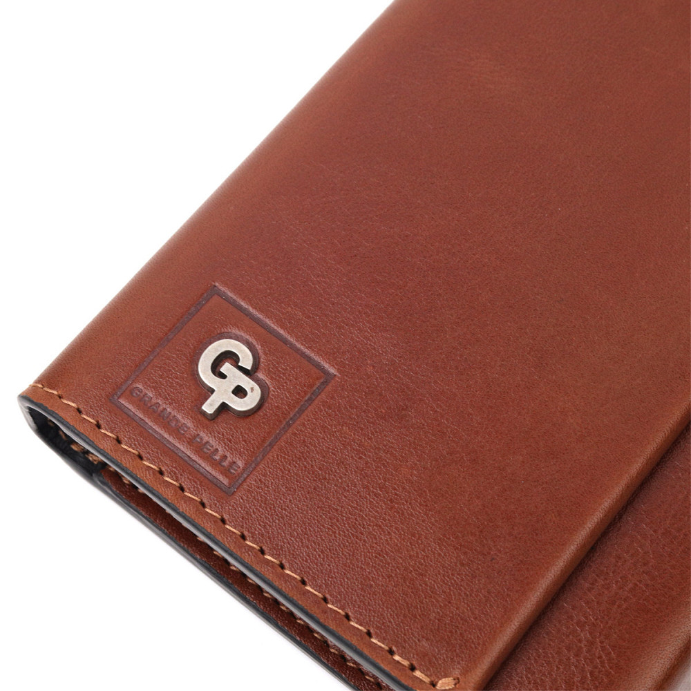 Барсетка із гладкої шкіри Коричневий (GRANDE PELLE) Київ - фото 2