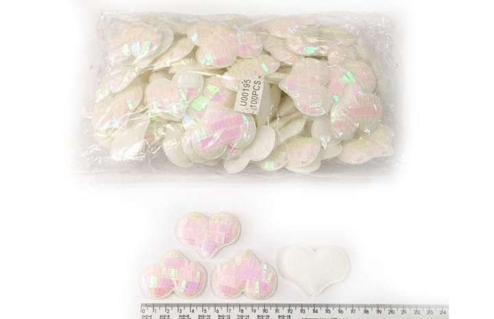 Нашивки на одежду белые Сердце 20 шт Киев - изображение 1