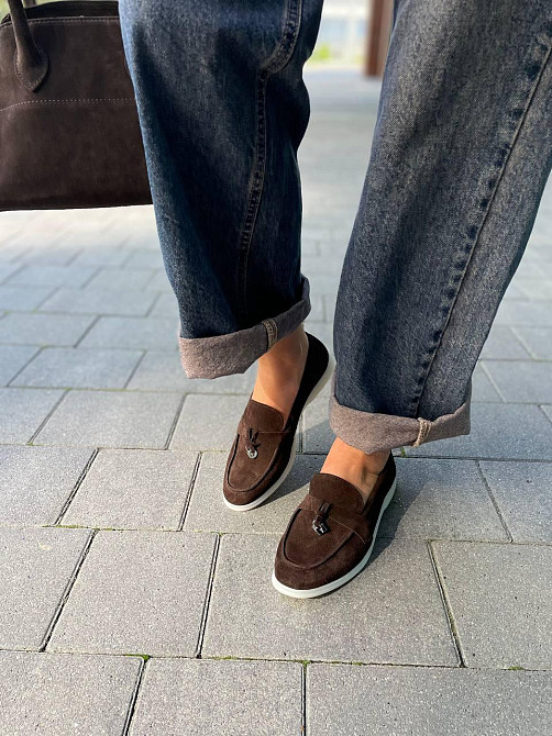 Mermaid Лофери жіночі Mermaid Б-1 шоколадні/біл.под (весна-осінь, замша натуральна) (6006) 40 Коломия - фото 5