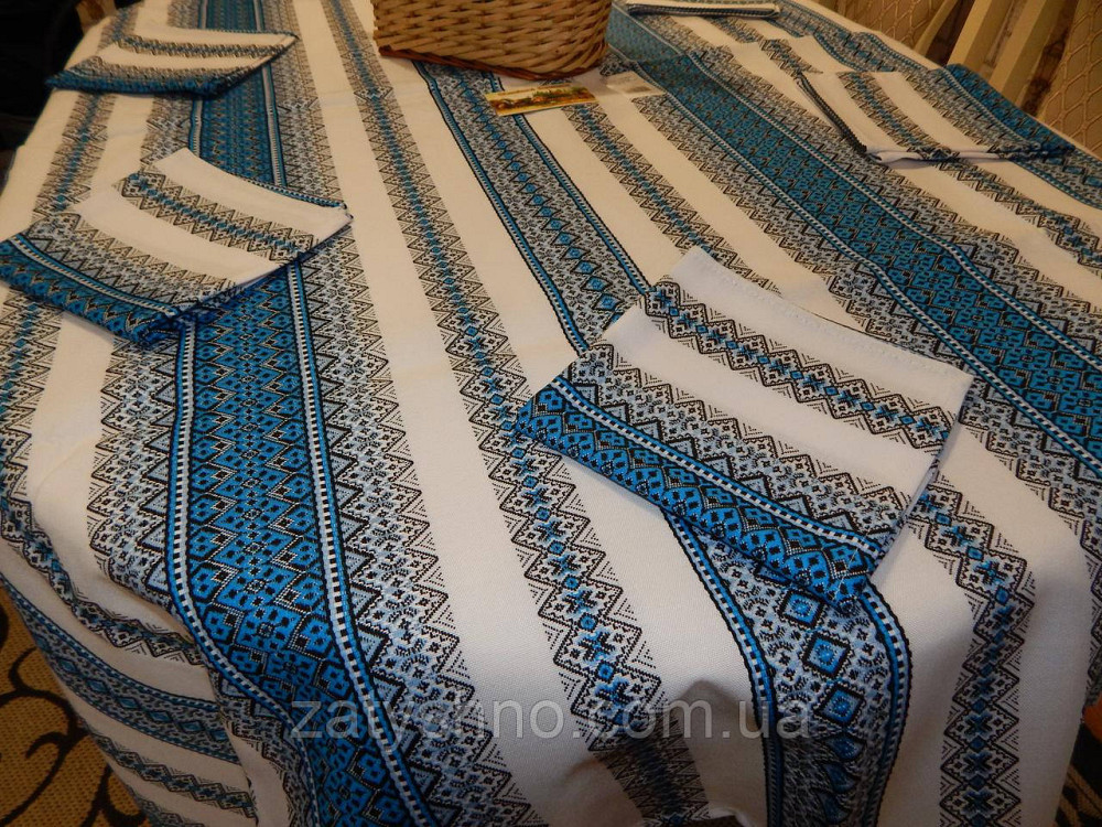 Синя скатертина вишита в українському стилі Київ - фото 5