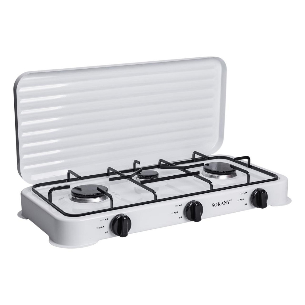 Настільна газова плита на 3 конфорки Sokany 5.5 кВт Біла Lugi SK-6003W Коломыя - изображение 2