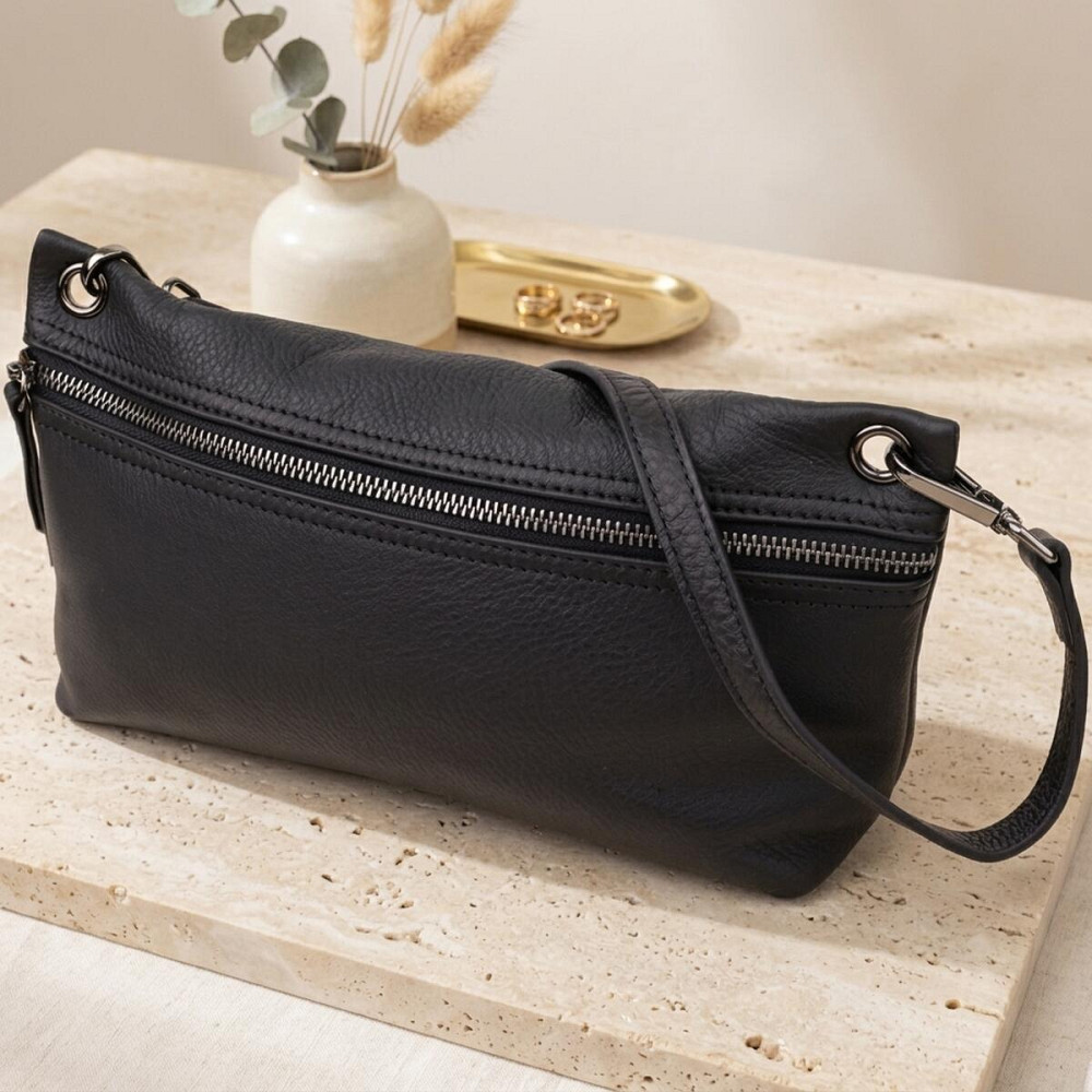 Модна жіноча сумка на плече з натуральної шкіри Vintage 23004 Чорний Київ - фото 11