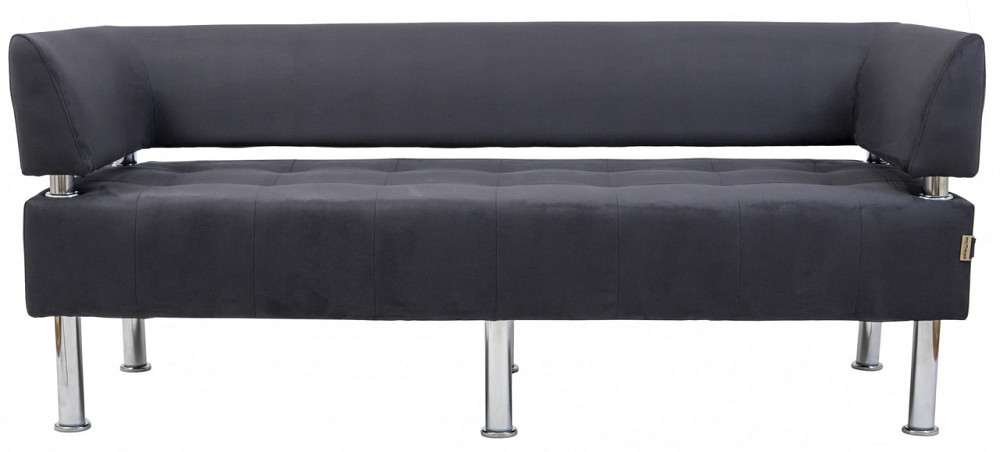 Диван Нубук Office двойка со спинкой и подлокотниками 1550х650х750 Черный Киев - изображение 2