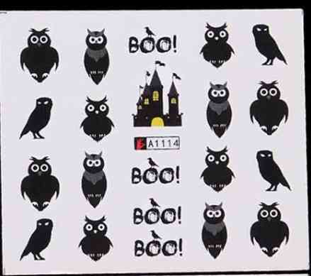 Наклейки для ногтей Хэллоуин Сова 5 на 6 см черный Киев