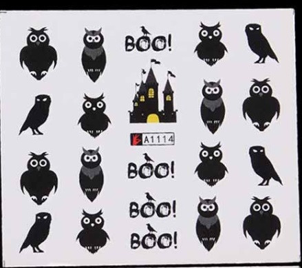 Наклейки для ногтей Хэллоуин Сова 5 на 6 см черный Киев - изображение 1