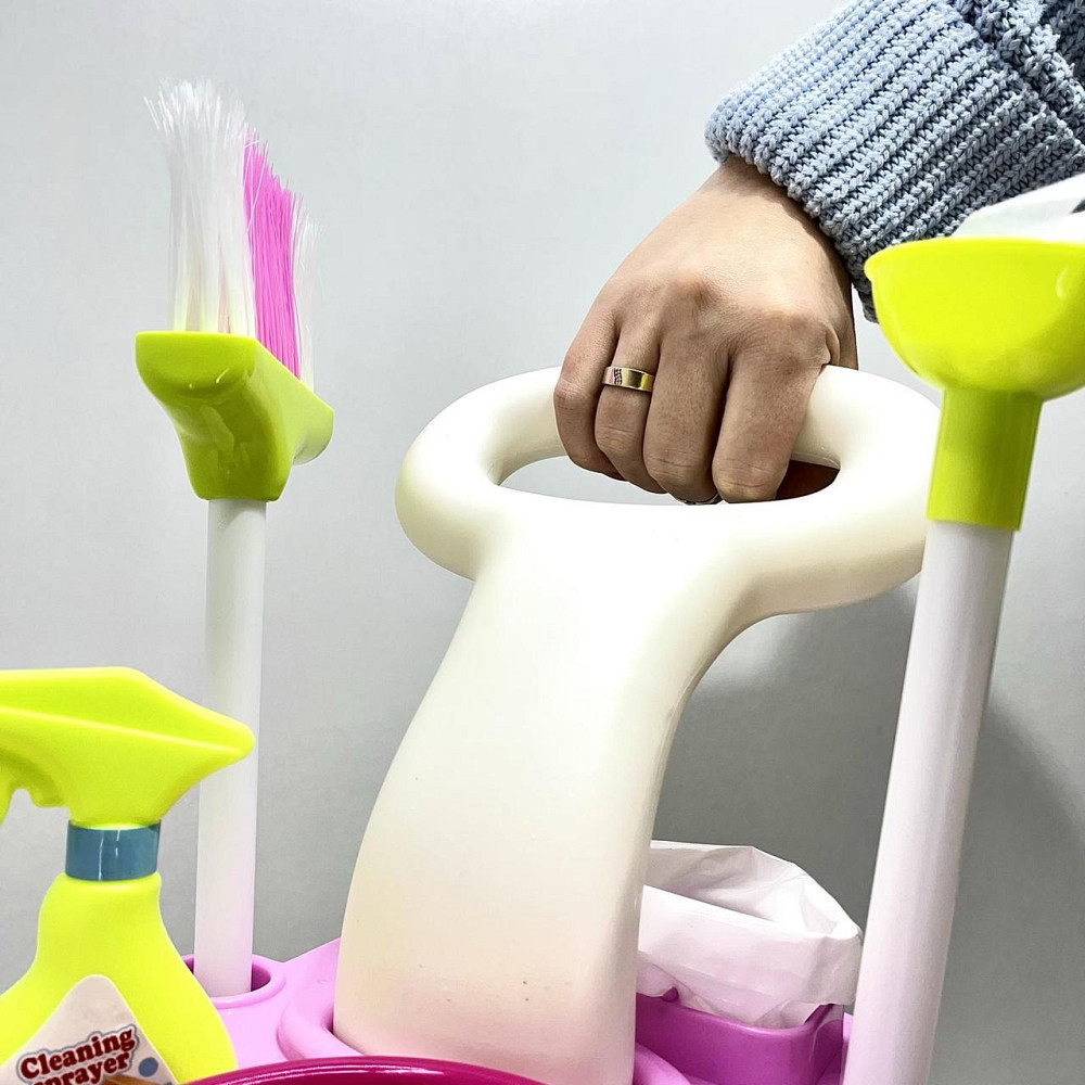 Набір для прибирання Limo Toy із візком відро совок швабра Рожевий (667-33-35) Чернигов - изображение 5