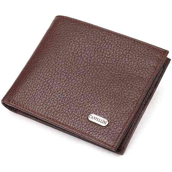 Практичний гаманець для чоловіків у два складення з натуральної шкіри флотар CANPELLINI 21586 Коричневий Київ
