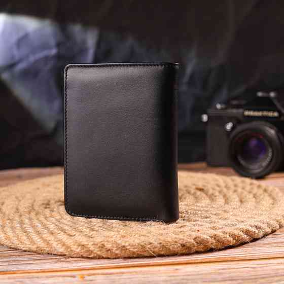 Зручний вертикальний гаманець з натуральної гладкої шкіри CANPELLINI 21683 Чорний Київ