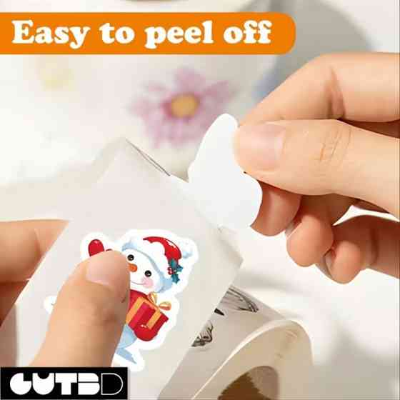 Новорічні наклейки зі сніговиками 500 шт – рулон, 8 дизайнів Київ