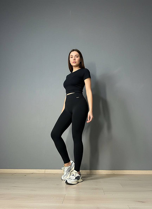 Лосини жіночі Fashion 7016-2 пуш ап з високою талією дайвінг з написом чорні, чорний, SM Київ - фото 11
