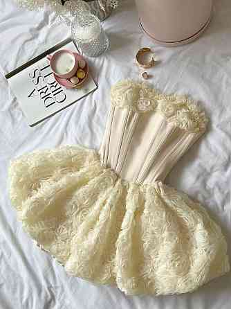 Женское стильное элегантное романтическое корсетное платье костюмное+фатин розы Кремовый, 42/44 Одесса