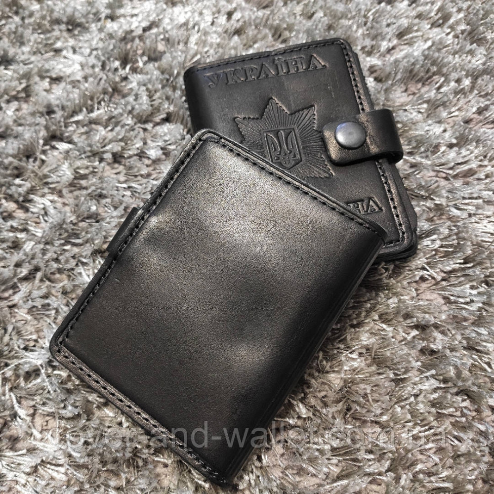 Обложка кожаная "Національна поліція"на кнопке под жетон Київ - фото 6