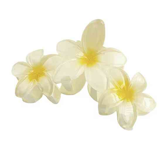 Заколка-крабик цветок 9 см Белый с желтой серединкой Смела