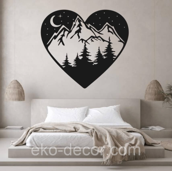 Декоративное настенное Панно «Сердце» Декор на стену 70*63 см, Черный Киев