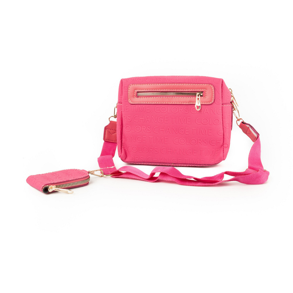 Сумка женская на молнии через плечо с плечевым ремешком и маленьким кошелечком, Розовый Каменец-Подольский - изображение 1