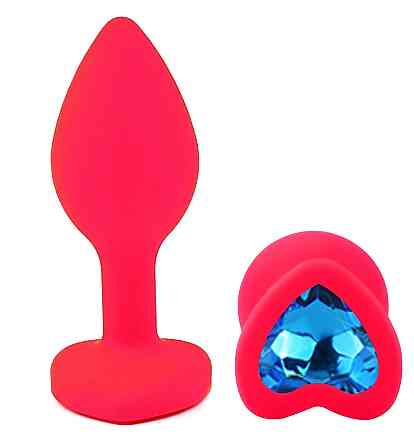 Силиконовая анальная пробка EGZO - Silicone Pink Heart Plug Blue, size S Sex Aura Киев
