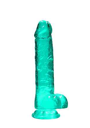 Зеленый реалистичный фаллоимитатор с мошонкой REALROCK CRYSTAL CLEAR, 21 см Sex Aura Киев