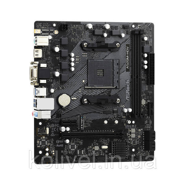 ASRock A520M-HDV (AM4/A520, 2*DDR4, PCIex16, D-Sub/DVI-D/HDMI, 4xSATAІІІ, M.2, GLan, 8ch, mATX) (A520M-HDV) Київ - фото 4