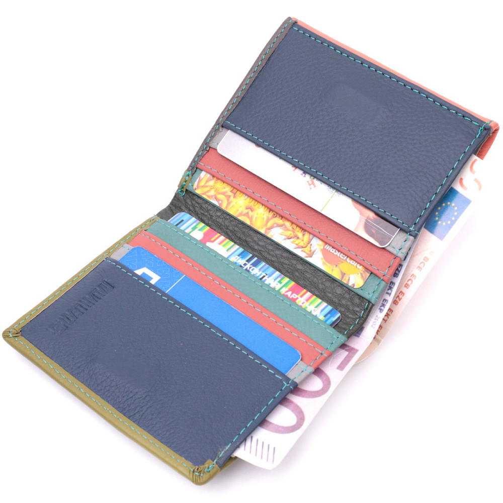 Модний жіночий гаманець з оригінальною монетницею з натуральної шкіри ST Leather 19511 Різнокольоровий Київ - фото 5