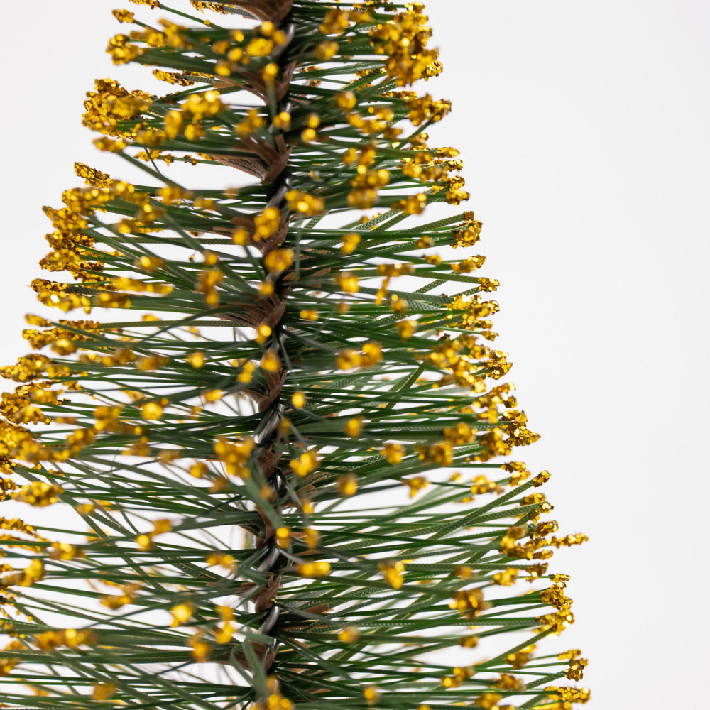 Золотиста новорічна настільна ялинка на дерев'яній основі 25 см Київ - фото 3