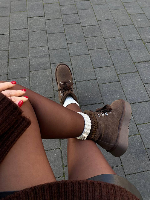 Угги жіночі HENGJI T007-7 шоколадні (зима, замша натуральна) (6163) Коломыя - изображение 7